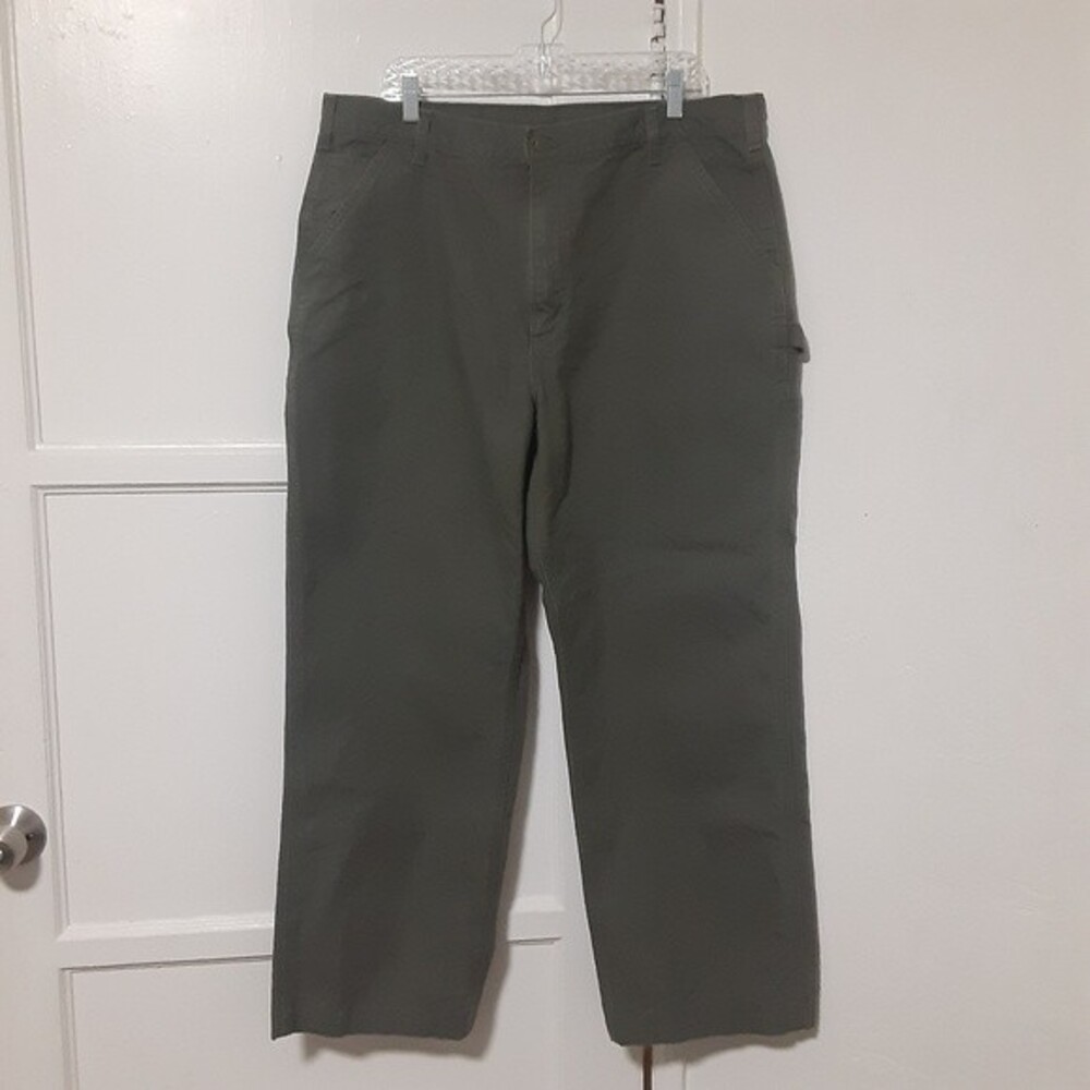 Carhartt Jeans Khaki Green Canvas Carpenters Pants Mens 40X34